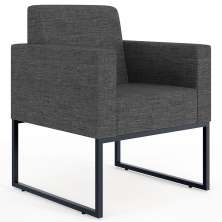 Poltrona Decorativa para Sala E Recepção Base Fixa De Metal Helô L02 Linho Cinza Escuro - Lyam Decor