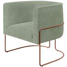Poltrona Para Sala De Estar Decorativa Fixa Base Aço New Cobre Betina D02 Bouclê Oliva - Lyam Decor