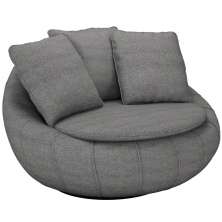 Poltrona Para Sala De Estar Decorativa Giratória Kira M03 Linho Cinza - Lyam Decor
