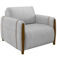 Poltrona Para Sala De Estar Decorativa Pés De Madeira Base Fixa Flora M03 Veludo Cinza - Lyam Decor