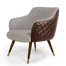 Poltrona Sala Pés Palito Duo New Bronze Jade D02 Linho Bege C-107 Tressê Corano Marrom - Lyam Decor