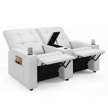 Poltrona do Papai Reclinável Cinema 2 Lugares Manual Baú USB Haifa F05 Facto Branco - Lyam Decor