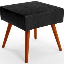 Puff Banqueta Decorativa Com Pés Palito Lívia W01 Couríssimo Preto Brilho - Lyam Decor