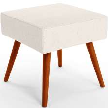 Puff Banqueta Decorativa Com Pés Palito Lívia W01 Linho Cru - Lyam Decor