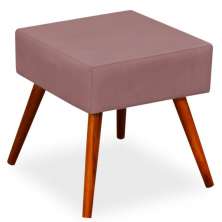Puff Banqueta Decorativa com Pés Palito Lívia W01 Suede Rosê - Lyam Decor