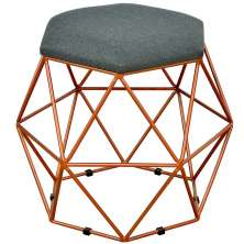 Puff Decorativo Aramado Bronze Six L02 Linho Chumbo - Lyam Decor