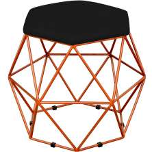 Puff Decorativo Aramado Bronze Six L02 Suede Preto - Lyam Decor