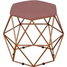 Puff Decorativo Aramado Bronze Six L02 Suede Rosê - Lyam Decor