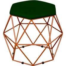 Puff Decorativo Aramado Bronze Six L02 Suede Verde Musgo - Lyam Decor