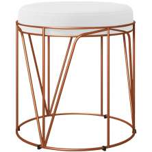 Puff Decorativo Aramado Bronze Zaya L02 Corano Branco - Lyam Decor