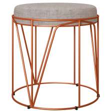 Puff Decorativo Aramado Bronze Zaya L02 Linho Bege - Lyam Decor