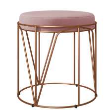 Puff Decorativo Aramado Bronze Zaya L02 Suede Rosê - Lyam Decor