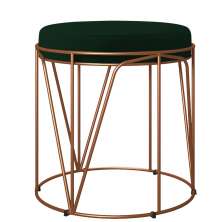 Puff Decorativo Aramado Bronze Zaya L02 Suede Verde Musgo - Lyam Decor