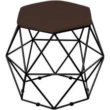 Puff Decorativo Aramado Preto Six L02 Suede Marrom - Lyam Decor