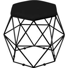 Puff Decorativo Aramado Preto Six L02 Suede Preto - Lyam Decor