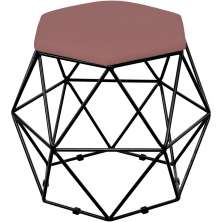 Puff Decorativo Aramado Preto Six L02 Suede Rosê - Lyam Decor