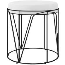 Puff Decorativo Aramado Preto Zaya L02 Corano Branco - Lyam Decor