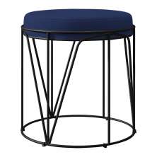 Puff Decorativo Aramado Preto Zaya L02 Suede Azul Marinho - Lyam Decor