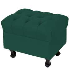 Puff Decorativo París Luis Xv L02 Capitone Suede Verde Musgo - Lyam Decor