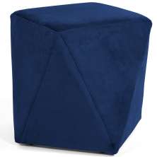 Puff Decorativo Para Sala de Estar Ametista D02 Veludo Azul Oxford C-304 - Lyam Decor