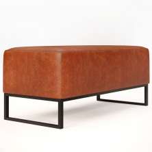 Puff Decorativo Para Sala de Estar Cléo W01 Base de Ferro 90 cm Couríssimo Camel - Lyam Decor