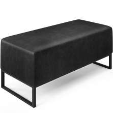Puff Decorativo Para Sala de Estar Cléo W01 Base de Ferro 90 cm Couríssimo Preto Brilho - Lyam Decor