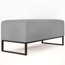 Puff Decorativo Para Sala de Estar Cléo W01 Base de Ferro 90 cm Linho Cinza - Lyam Decor