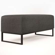 Puff Decorativo Para Sala de Estar Cléo W01 Base de Ferro 90 cm Linho Cinza Escuro - Lyam Decor