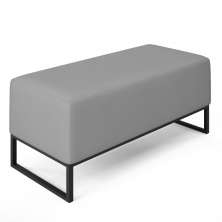 Puff Decorativo Para Sala de Estar Cléo W01 Base de Ferro 90 cm Suede Cinza - Lyam Decor