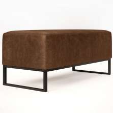 Puff Decorativo Para Sala de Estar Cléo W01 Base de Ferro 90cm Couríssimo Marrom - Lyam Decor