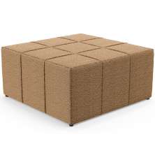 Puff Decorativo Para Sala de Estar Quadrado Milano 90x90cm W01 Bouclê Mostarda - Lyam Decor