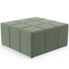 Puff Decorativo Para Sala de Estar Quadrado Milano 90x90cm W01 Bouclê Oliva - Lyam Decor