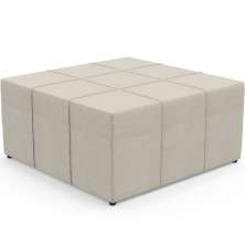 Puff Decorativo Para Sala de Estar Quadrado Milano 90x90cm W01 Linho Champagne - Lyam Decor