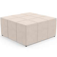 Puff Decorativo Para Sala de Estar Quadrado Milano 90x90cm W01 Suede Bege - Lyam Decor