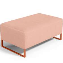 Puff Decorativo Sala De Estar Cléo 90cm Base De Ferro Cobre W01 Linho Rosê - Lyam Decor