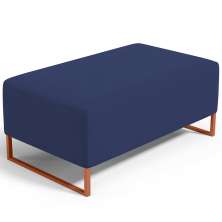 Puff Decorativo Sala De Estar Cléo 90cm Base De Ferro Cobre W01 Suede Azul Marinho - Lyam Decor