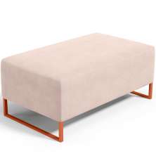 Puff Decorativo Sala De Estar Cléo 90cm Base De Ferro Cobre W01 Suede Bege - Lyam Decor
