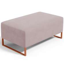 Puff Decorativo Sala De Estar Cléo 90cm Base De Ferro Cobre W01 Suede Rosê - Lyam Decor