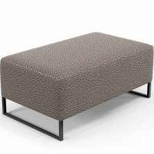 Puff Decorativo Sala De Estar Cléo 90cm Base De Ferro Preto W01 Bouclê Bege - Lyam Decor
