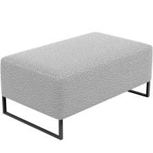 Puff Decorativo Sala De Estar Cléo 90cm Base De Ferro Preto W01 Bouclê Cinza - Lyam Decor