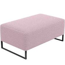 Puff Decorativo Sala De Estar Cléo 90cm Base De Ferro Preto W01 Bouclê Rosê - Lyam Decor