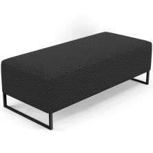 Puff Decorativo Sala de Estar Bali W01 Base Ferro 120x50 cm Bouclê Preto - Lyam Decor