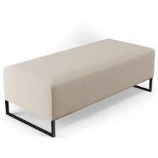 Puff Decorativo Sala de Estar Bali W01 Base Ferro 120x50 cm Linho Bege - Lyam Decor