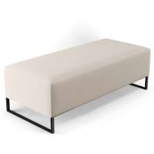 Puff Decorativo Sala de Estar Bali W01 Base Ferro 120x50 cm Linho Cru - Lyam Decor