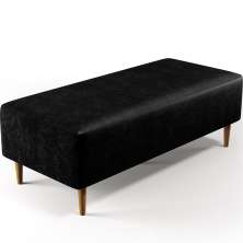 Puff Decorativo Sala de Estar Bali W01 Pés Palito 120x50 cm Couríssimo Preto - Lyam Decor
