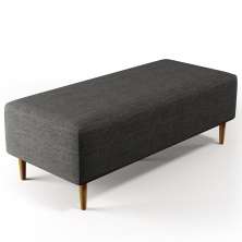 Puff Decorativo Sala de Estar Bali W01 Pés Palito 120x50 cm Linho Cinza Escuro - Lyam Decor