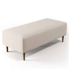 Puff Decorativo Sala de Estar Bali W01 Pés Palito 120x50 cm Linho Cru - Lyam Decor