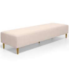 Puff Decorativo Sala de Estar Bali W01 Pés Palito 170x60cm Suede Bege  - Lyam Decor