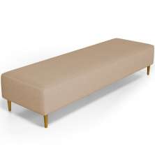 Puff Decorativo Sala de Estar Bali W01 Pés Palito 190x60cm Linho Bege Escuro - Lyam Decor