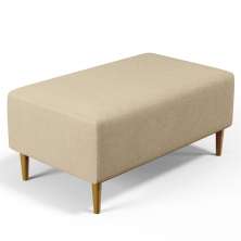 Puff Decorativo Sala de Estar Cléo W01 Pés Palito 90 cm Linho Bege Escuro - Lyam Decor